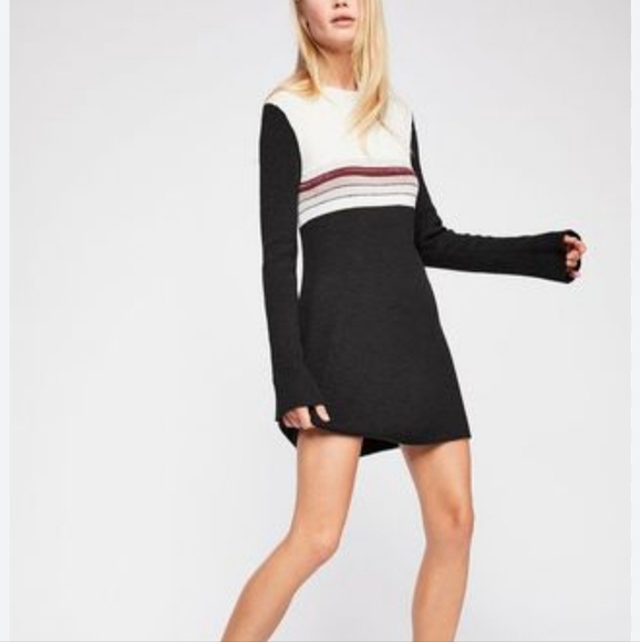 Free People Color Block Mid Dress - Picture 1 of 8